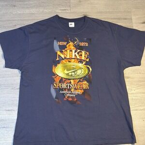 Nike Sportswear Graphic T-Shirt XXL Blue Y2K Flame Logo